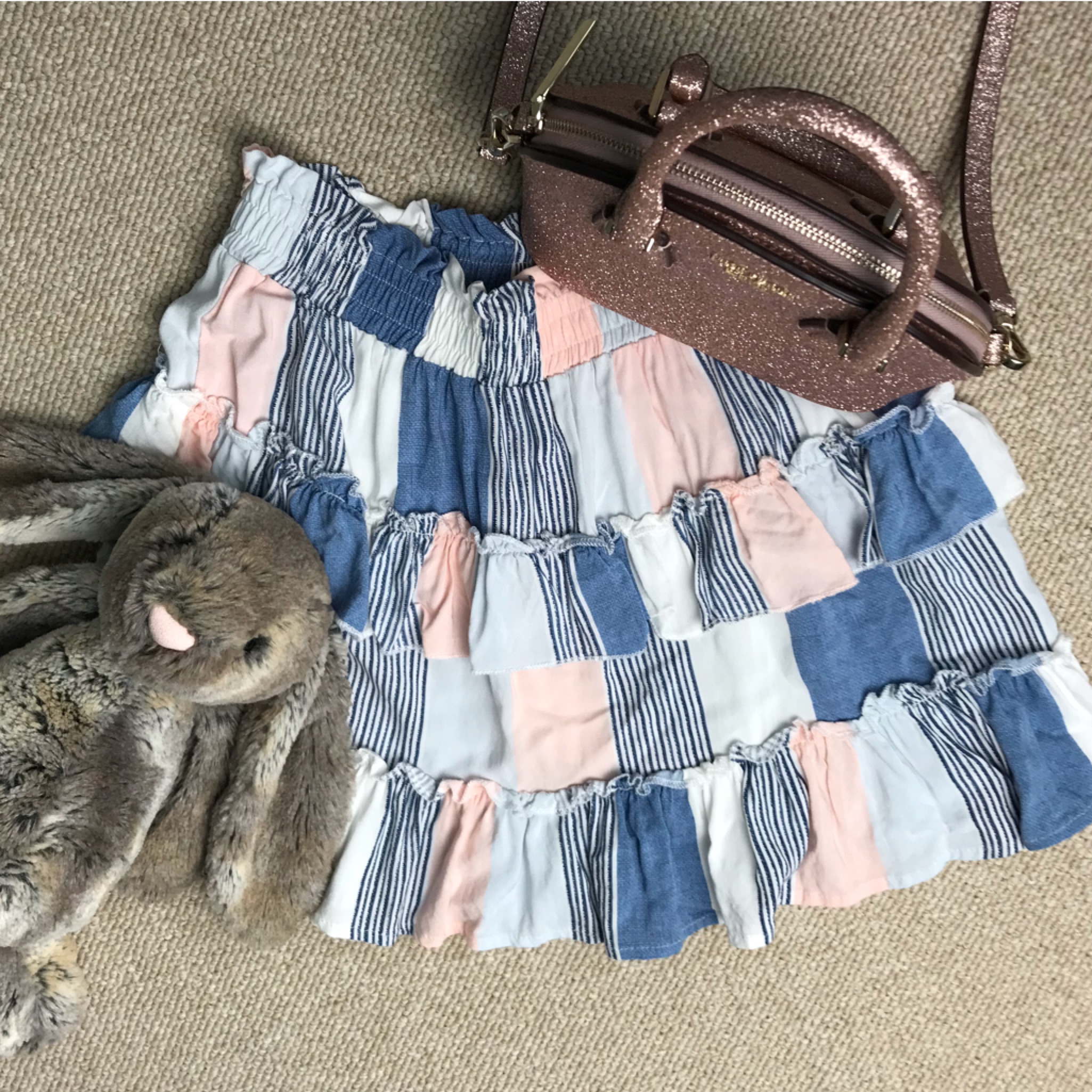 Vintage Havana Girl’s Striped Layered Ruffle Skirt, Size L/14